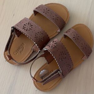 OshKosh B'gosh Tan Kids Sandals with Floral Cutouts